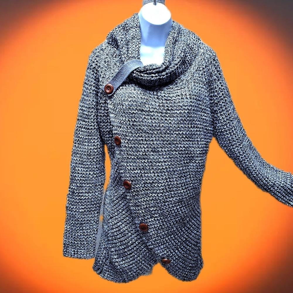 Elegant Gray Cowl Neck Women's Sweater
